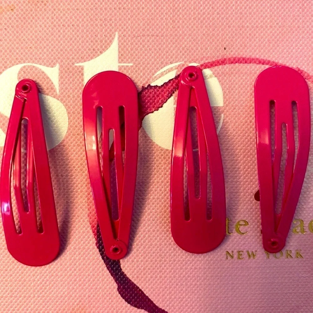 4ct Metal Snap Hair Clips, Magenta Pink